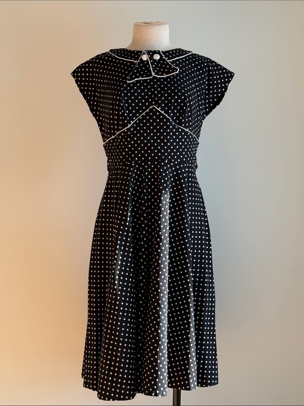 Vintage-Inspired Black Polka Dot Fit & Flare Dress